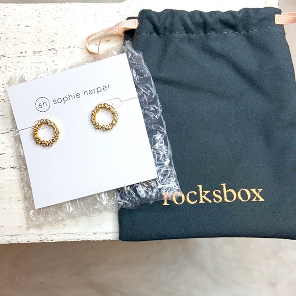 Sophie Harper Jewelry - Sophie Harper Gold Pave Open Circle Earrings